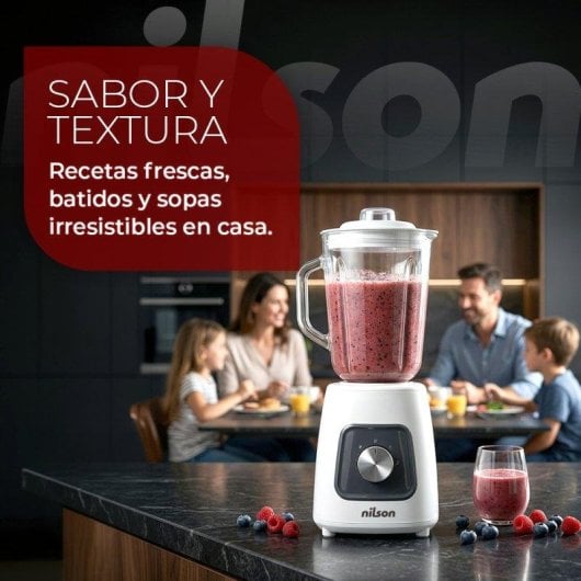 Batidora Nutricional Nilson Life Blanca 1.5L 1000W Turbo Cuchillas Inox
