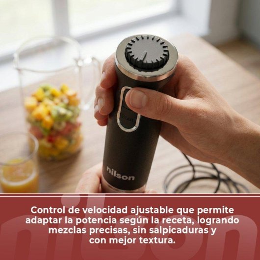 Batidora de mano Nilson Life 1000W con picadora, varilla montadora y vaso medidor