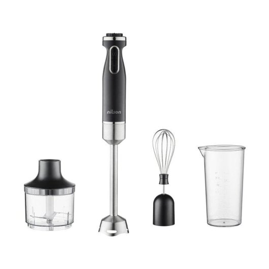 Batidora de mano Nilson Life 1000W con picadora, varilla montadora y vaso medidor