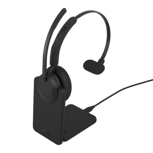Jabra Evolve3 45 kabellose Bluetooth Kopfhörer mit Mikrofon, Geräuschunterdrückung und Besetztlicht, schwarz, ClearVoice-Technologie