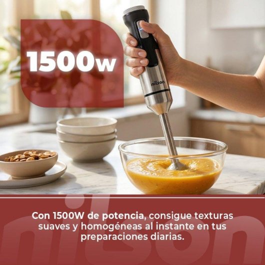 Batidora de mano Nilson Life 1500W Negra con Display LED y Turbo