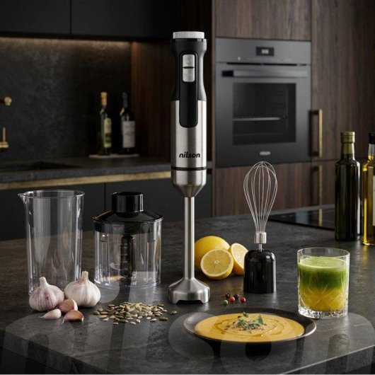 Batidora de mano Nilson Life 1500W turbo cuchillas inox vaso medidor 700 ml