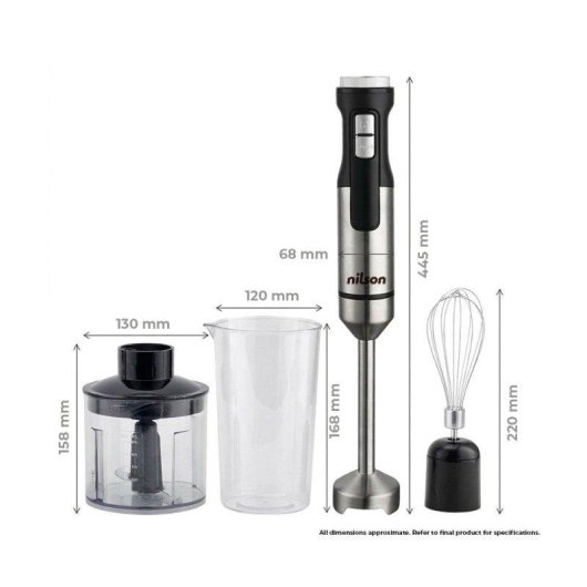 Batidora de mano Nilson Life 1500W turbo cuchillas inox vaso medidor 700 ml