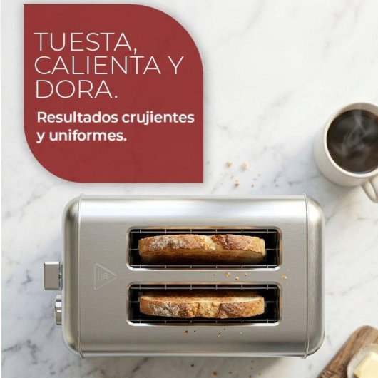 Tostadora Nilson Life 2 Ranuras 7 Niveles Calientabollos Inox