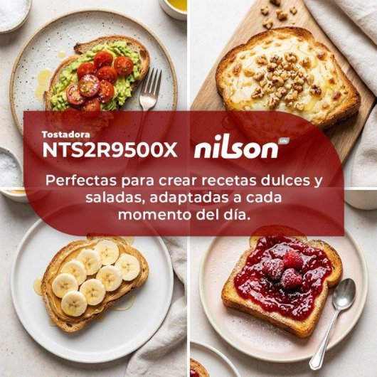 Tostadora Nilson Life 2 Ranuras 7 Niveles Calientabollos Inox
