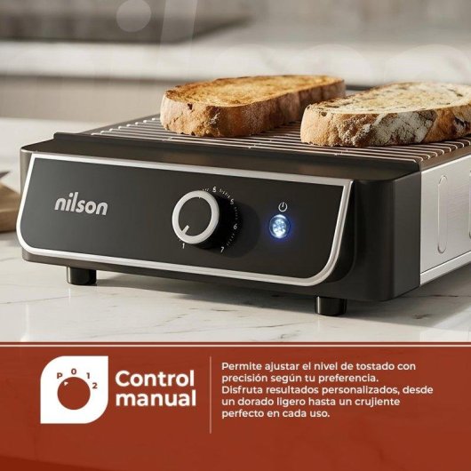 Tostadora Horizontal Nilson Life 1000W Temporizador Digital Bandeja Recogemigas