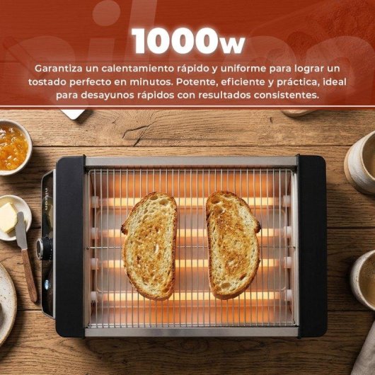 Tostadora Horizontal Nilson Life 1000W Temporizador Digital Bandeja Recogemigas