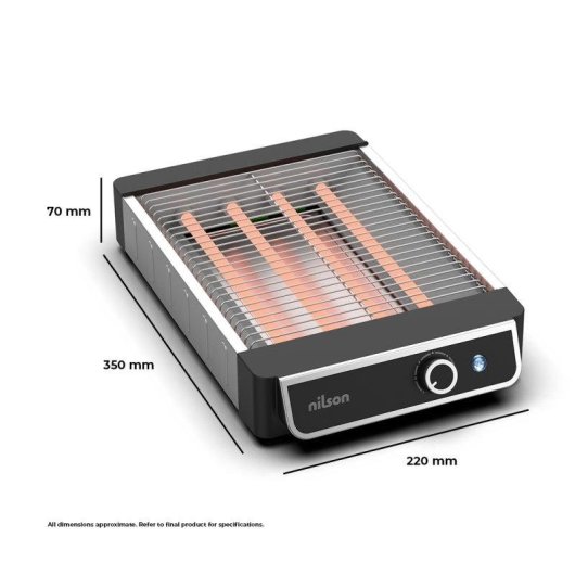 Tostadora Horizontal Nilson Life 1000W Temporizador Digital Bandeja Recogemigas