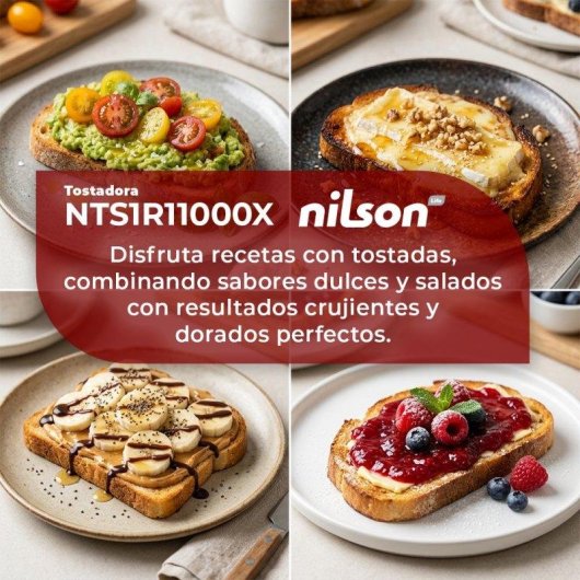 Tostadora Nilson Life Inox Ranura Larga con Calientabollos 7 Niveles