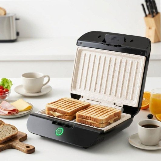 Sandwichera Eléctrica Nilson Life 2 Rebanadas 800W Placas Desmontables Cerámicas