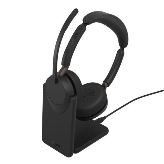 Jabra Evolve3 65 kabellose Bluetooth Kopfhörer mit adaptiver Geräuschunterdrückung, Mikrofon, schwarz