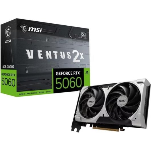 Tarjeta Gráfica MSI GeForce RTX 5060 VENTUS 2X OC 8GB GDDR7 Reflex 2 RTX AI DLSS4.5