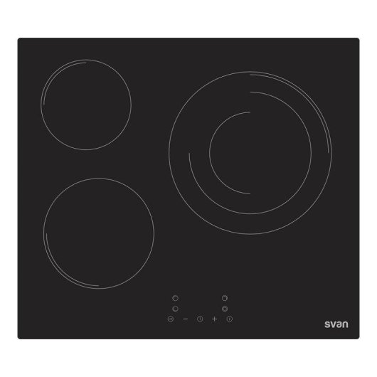 Placa Vitrocerámica Svan OV36B00 50 cm 3 Zonas Triple Corona Cristal Negro Táctil