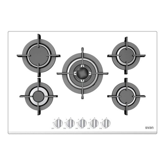 Placa de gas Svan SGW57500B 70 cm 5 quemadores Wok Blanco Autoignición