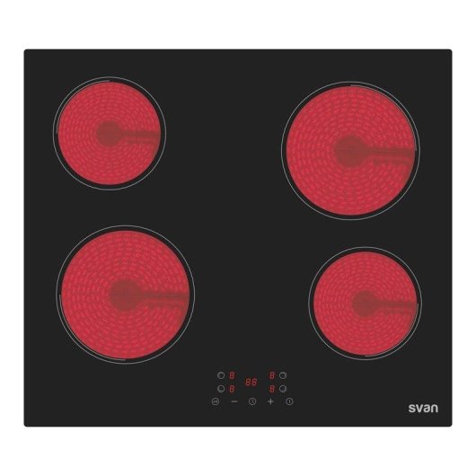 Placa Vitrocerámica Svan SV4602 50 cm 4 Zonas Cristal Negro Táctil