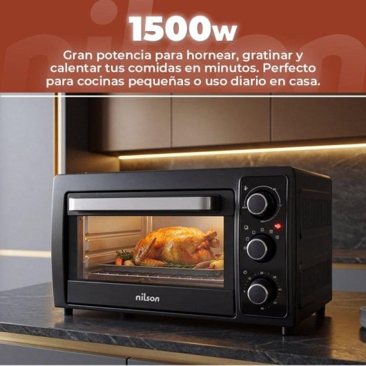 Horno Sobremesa Nilson Life 28L 1500W 5 Funciones Negro