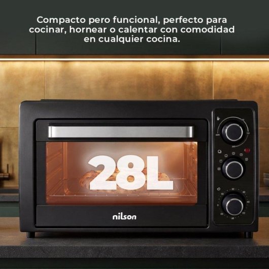 Horno Sobremesa Nilson Life 28L 1500W 5 Funciones Negro