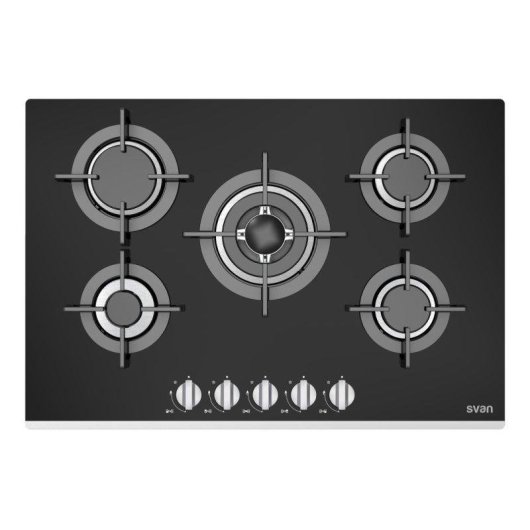 Placa de gas Svan 70 cm 5 quemadores wok negro autoignición