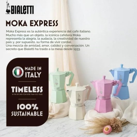 Máquina de café italiana Bialetti Moka Exclusive Alumínio Azul 3 Xícaras