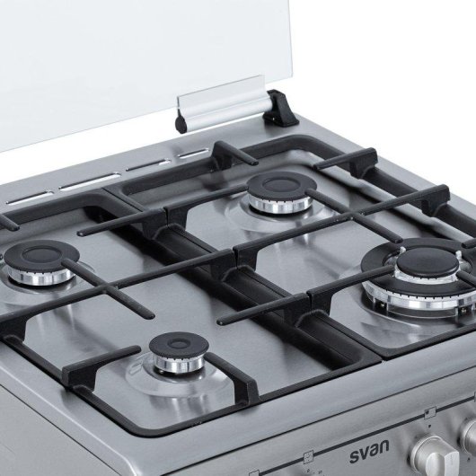 Cocina Mixta Svan SKMW4601X 60 cm 4 Quemadores Horno 56 l