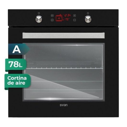 Horno Multifunción Svan SVH375N 78L 60cm Hidrolítico A 10 programas Cristal Negro