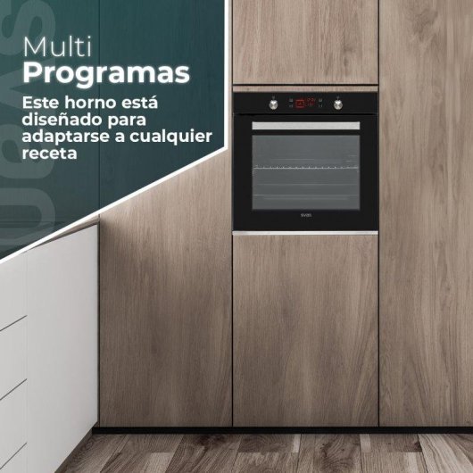 Horno Multifunción Svan SVH375N 78L 60cm Hidrolítico A 10 programas Cristal Negro
