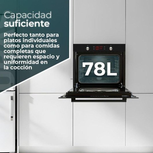 Horno Multifunción Svan SVH375N 78L 60cm Hidrolítico A 10 programas Cristal Negro