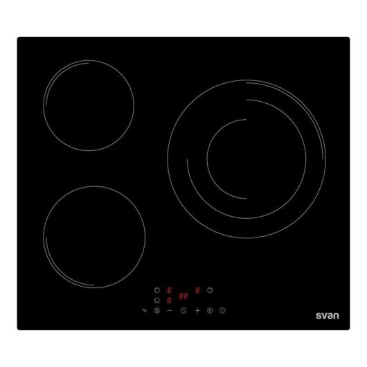 Placa de Inducción Svan OI36B00 6200W 3 Zonas Cristal Negro Táctil