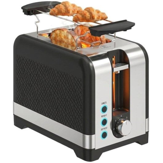 Tostadora Welltin 2 Ranuras 930W 7 Niveles Descongelar Negra