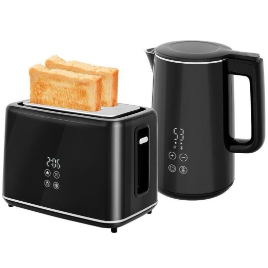 Tostateur + Bouilloire Welltin 2200W 1.5L 7 Niveaux Noir