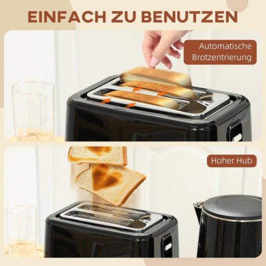 Tostateur + Bouilloire Welltin 2200W 1.5L 7 Niveaux Noir
