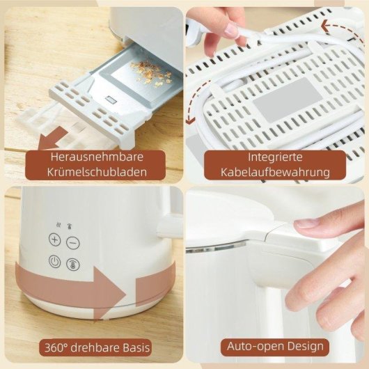 Set Welltin Wasserkocher 2200W + Toaster 7 Stufen Weiß
