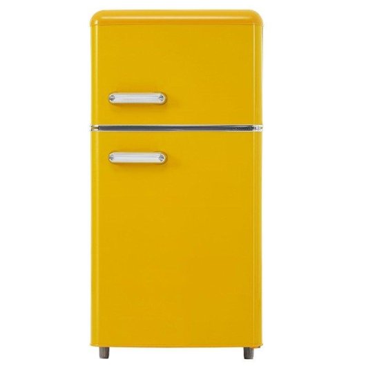 Frigorífico Mini Welltin Dos Puertas Retro Regulación Manual 91cm 72L E Amarillo