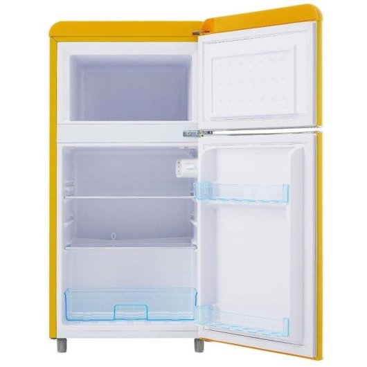 Frigorífico Mini Welltin Dos Puertas Retro Regulación Manual 91cm 72L E Amarillo