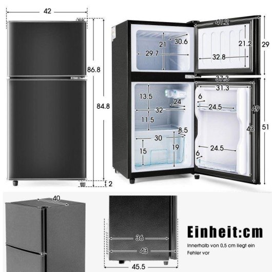 Frigorífico Dos Puertas Welltin Compacto 86,8cm 60L E Negro