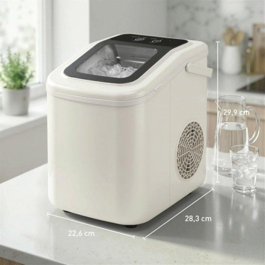 Selbstreinigende Eiswu rfelmaschine Welltin 12 kg/24h 9 Wuerfel 2 Groessen Beige