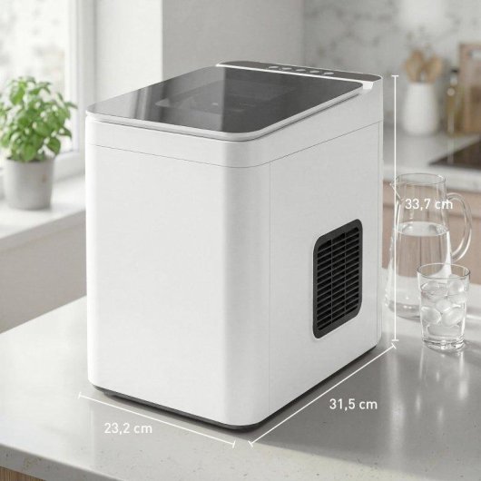 Welltin Kompakte Selbstreinigende Tisch-Eismaschine mit Schaufel und Korb Weiß