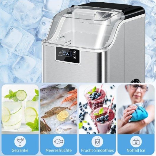 Macchina per ghiaccio Welltin 20 kg/24h deposito 2,1 L argento