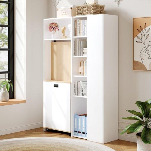 Escritorio Plegable Welltin N880 Blanco 104x160cm con Estantería y USB