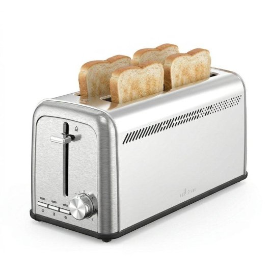Tostadora Nilson Life Acero Inoxidable 2 Ranuras 1500W Calientabollos 7 Niveles