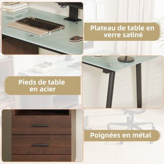 Schreibtisch Kristall Modern Welltin NK000303AAD 3 Schubladen
