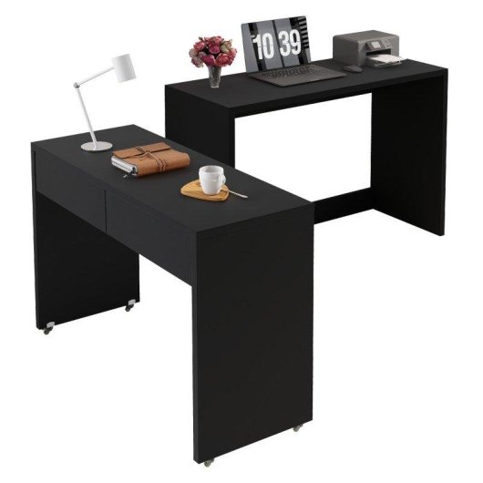 Bureau Pliable Welltin N880P 110x40cm 2 Tiroirs 2 en 1 Bois