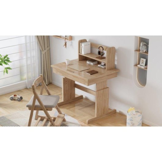 Escritorio Infantil Welltin N622p Madera Maciza Regulable Tablero Inclinable 80x60cm