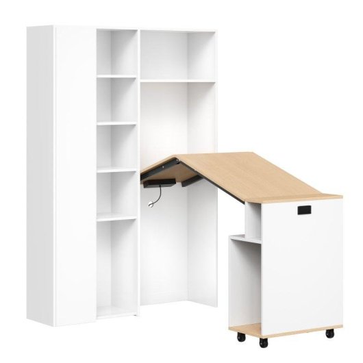 Faltbarer Schreibtisch Welltin N880P 2 in 1 MDF Weiss USB