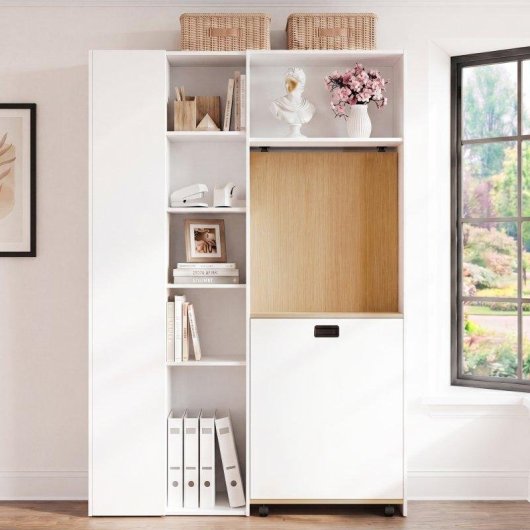 Faltbarer Schreibtisch Welltin N880P 2 in 1 MDF Weiss USB