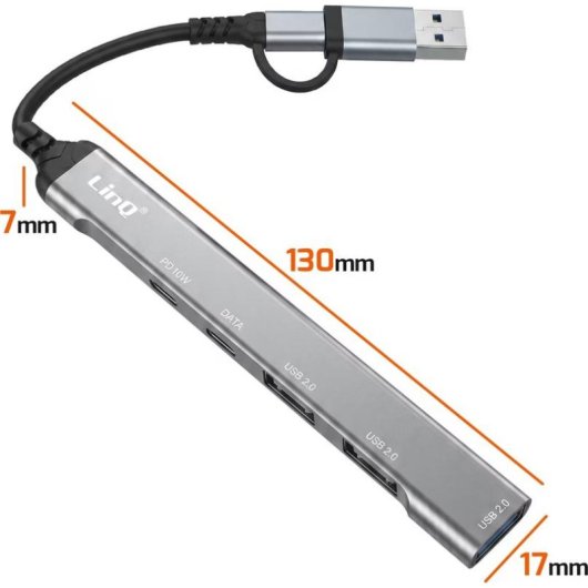 Hub LinQ 5 ports 480 Mbps modèle IT7806 avec charge 10 W et lecteur SD