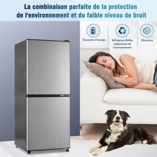 Frigorífico Mini Welltin BCD-106W Defrost 102cm 106L E Plateado y negro