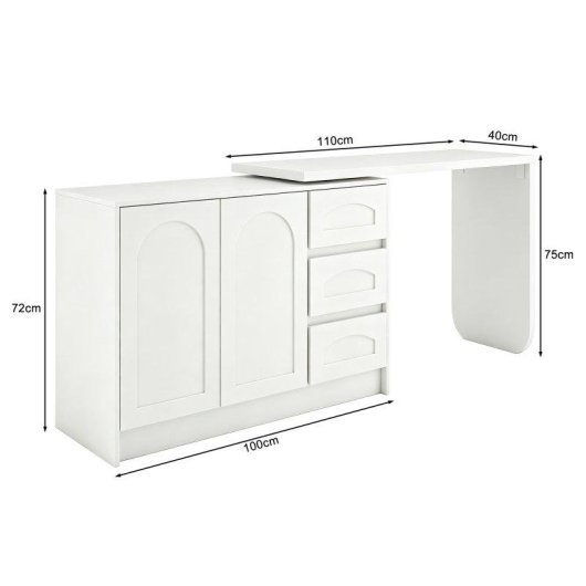 Scrivania ad angolo Welltin W5093s 110-170 cm 3 cassetti 360°
