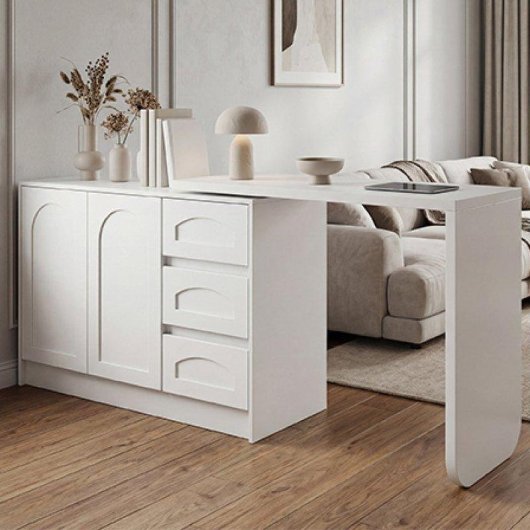 Scrivania ad angolo Welltin W5093s 110-170 cm 3 cassetti 360°