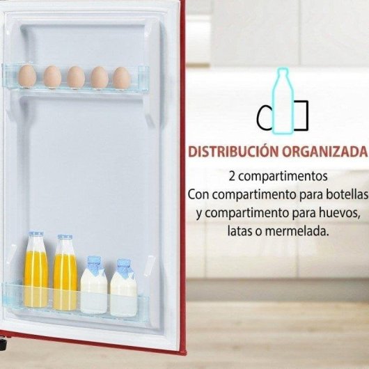Frigorífico Dos Puertas Welltin Retro Defrost 105,5cm 92L D Rojo